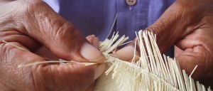 Hands making Key West panama hats